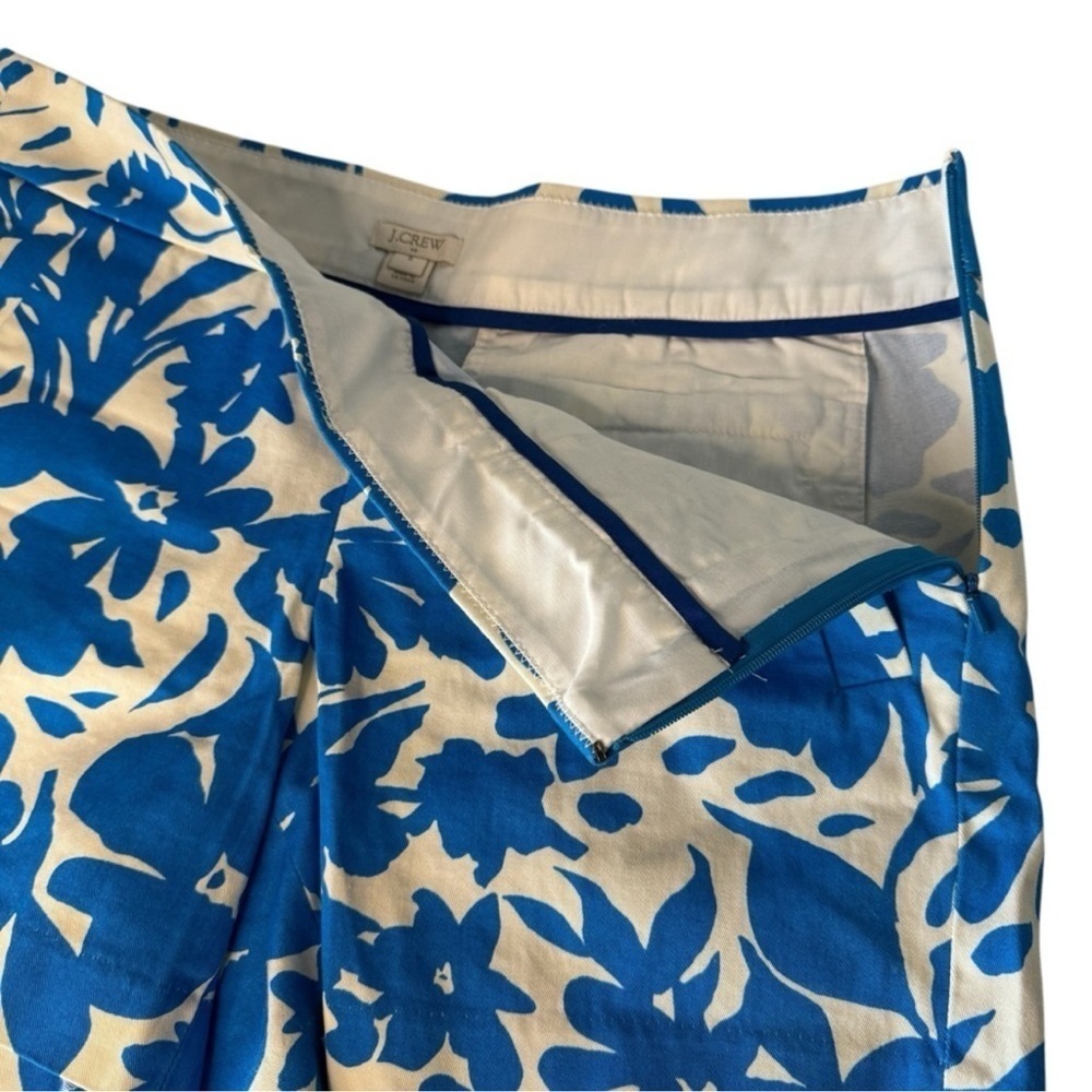 J. Crew Blue and Cream trouser Shorts with Floral Design - Picture 4 of 6